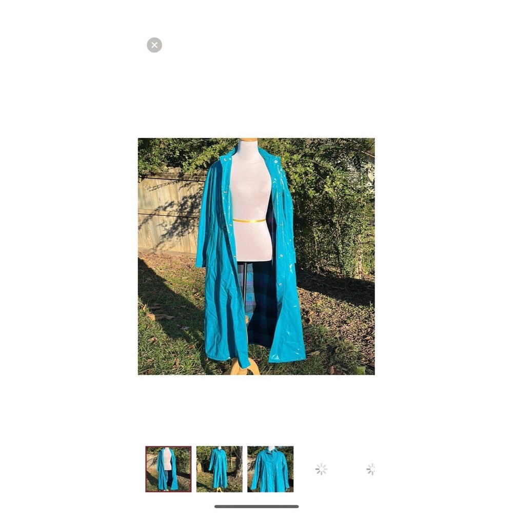 Vintage Kenn Sporn for Wippette Long Vinyl Trench Rain Coat Turquoise Blue